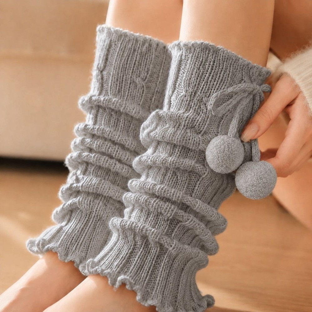 Boot Sock Slouchy - Knitted Knit Leg Warmers Ruffled Edges