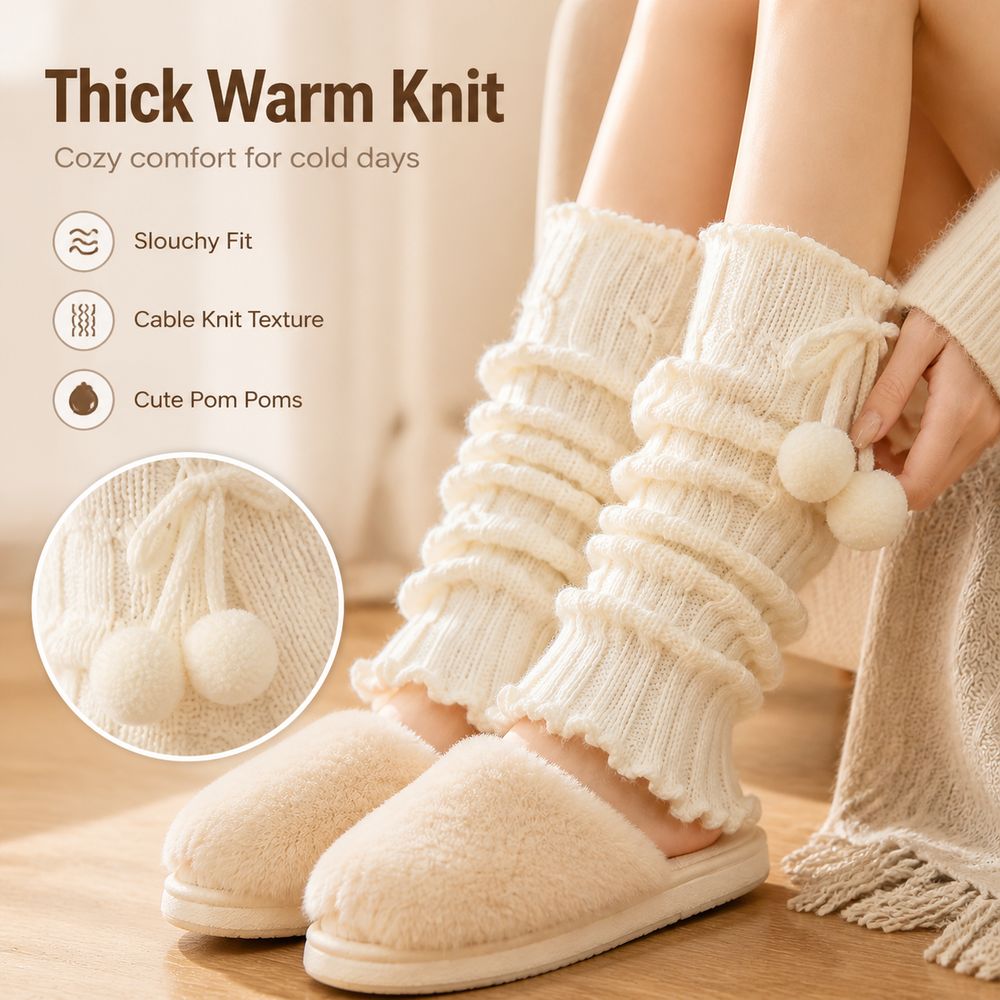 Knitted Knit Leg Warmers Ruffl - Boot Sock Slouchy recension och pris