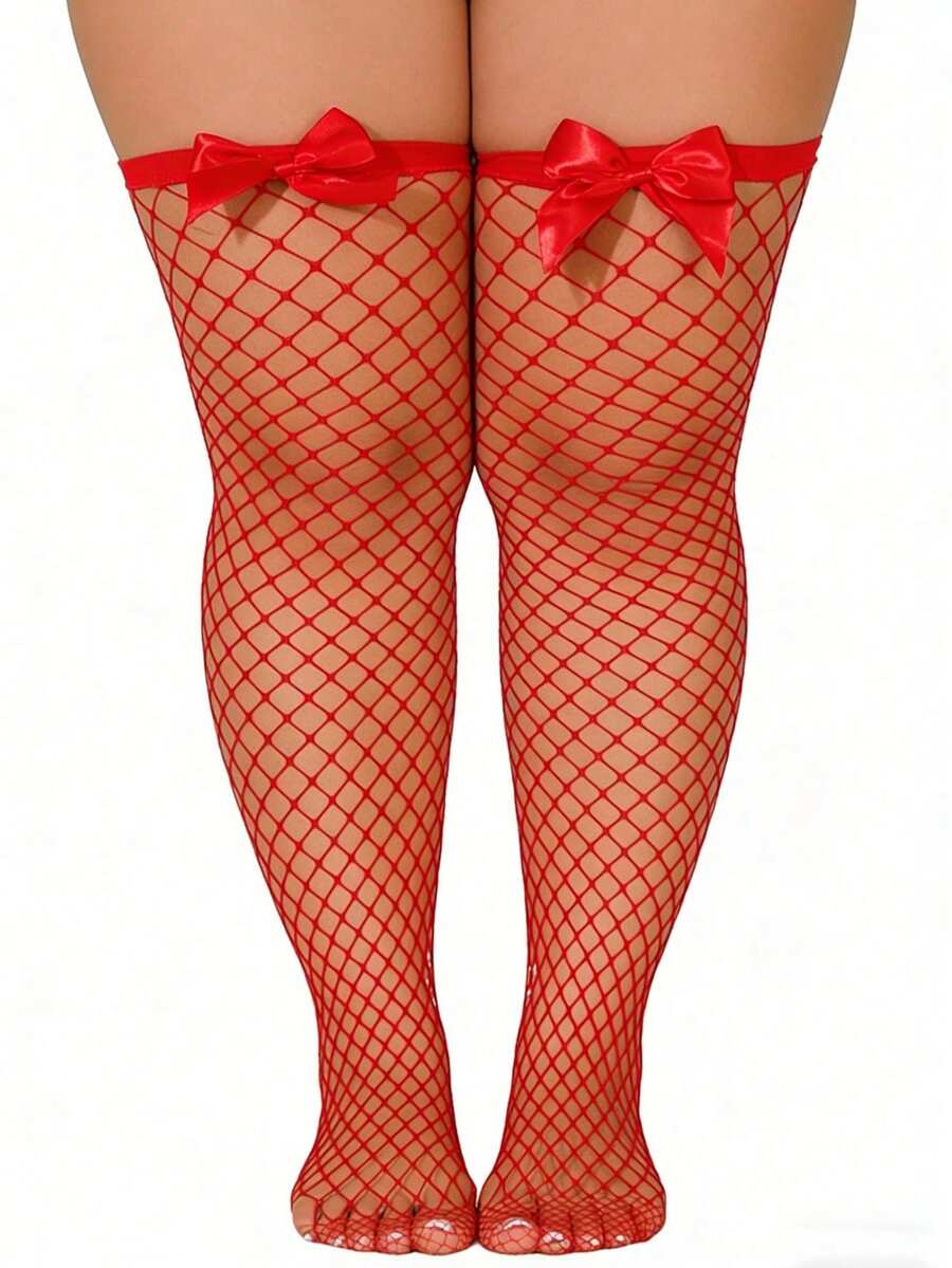 Bow Decor Fishnet Thigh High S - Fishnet Stocking Women recension och pris